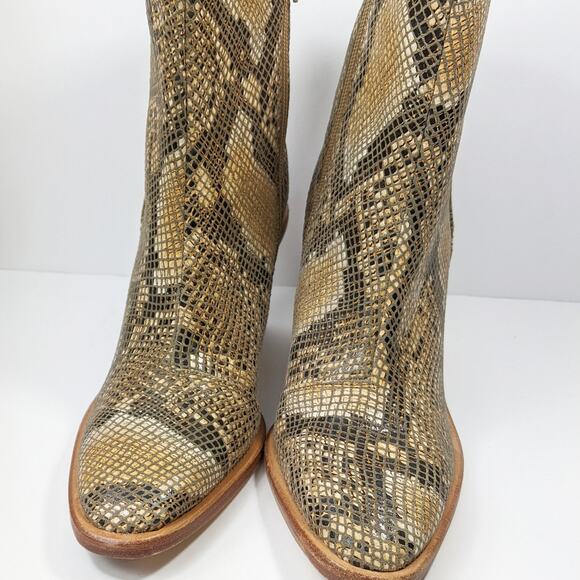 Free People 38 Barclay Brown Snake Embossed brown tan leather ankle boot western - Picture 4 of 8